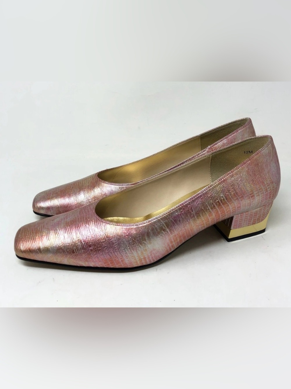 Beautiful Vintage Metallic Pink Heels with Gold Accents ~ Women’s 12 M - Picture 5 of 10